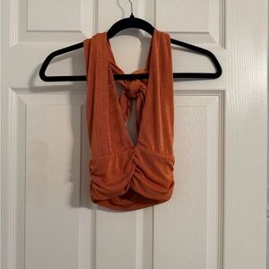 Princess Polly Orange / Rust Halter Crop Top